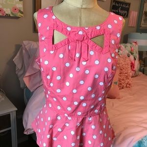 Lauren Conrad Peachy Pink Polka Dot Blouse